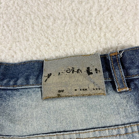 God Body Jean Shorts Men's Size 38 Faded Light Wash Denim Cotton Distressed - Picture 11 of 12